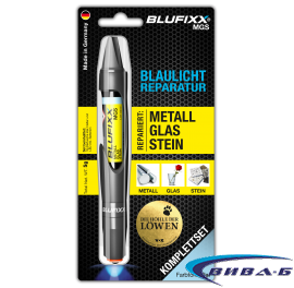 UV ремонтен гел BLUFIXX MGS за метал, стъкло и камък, прозрачен, 5гр, комплект със светодиод